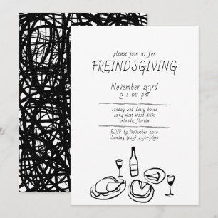Doodle Illustration Friendsgiving Einladung