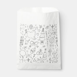 Doodle Illustrationen Hochzeiten in Schwarz und We Geschenktütchen