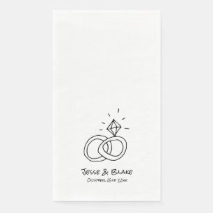 Doodle Illustrationen Hochzeiten in Schwarz und We Serviette