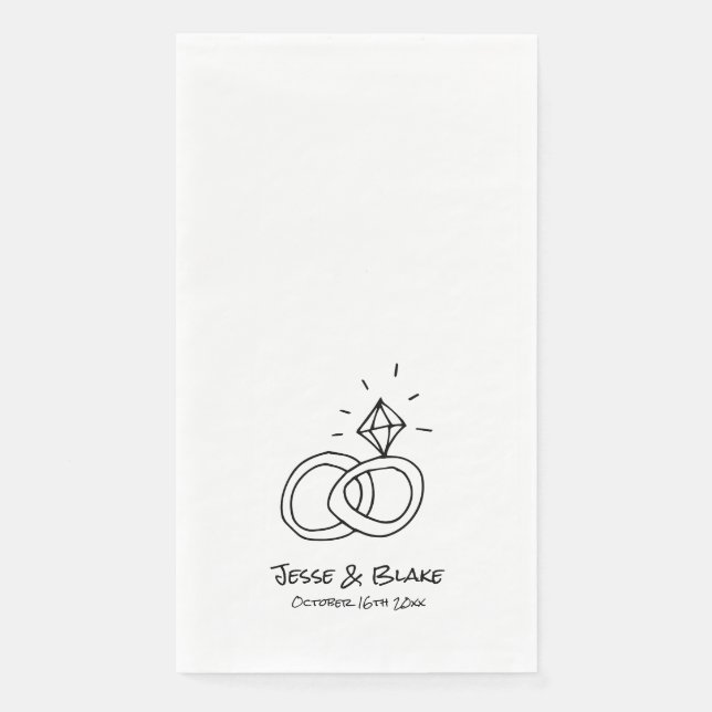 Doodle Illustrationen Hochzeiten in Schwarz und We Serviette (Vorderseite)