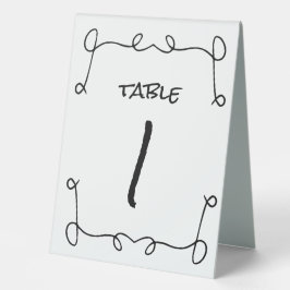 Doodle Illustrationen Hochzeiten in Schwarz und We Tischaufsteller