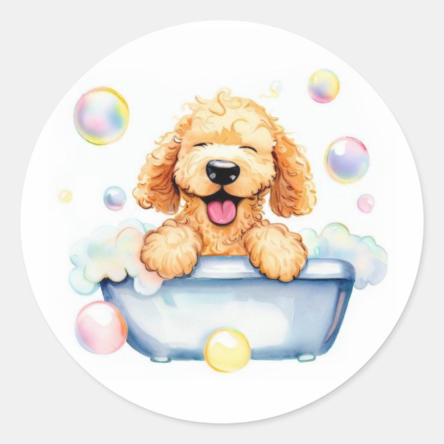 Doodle in der Wanne Blanko-Menü Runder Aufkleber (Vorderseite)