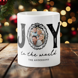 Doodle Joy to the World Foto Weihnachten Kaffeetasse