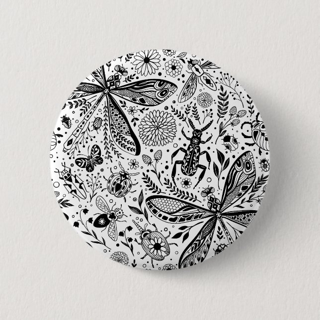 Doodle-Käfer auf dunkelblau Button (Vorderseite)