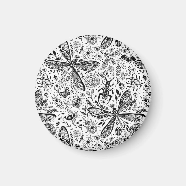 Doodle-Käfer auf dunkelblau Magnet (Vorne)