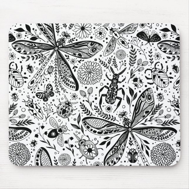 Doodle-Käfer auf dunkelblau Mousepad (Vorne)