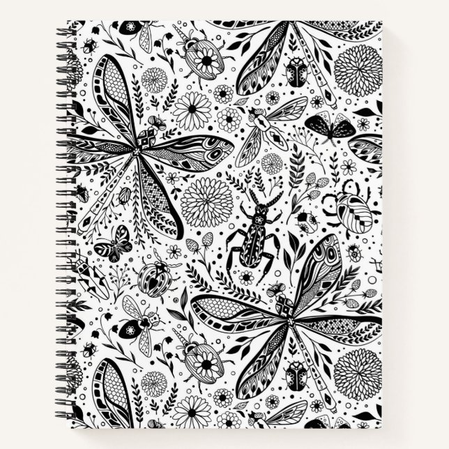 Doodle-Käfer auf dunkelblau Notizbuch (Vorderseite)