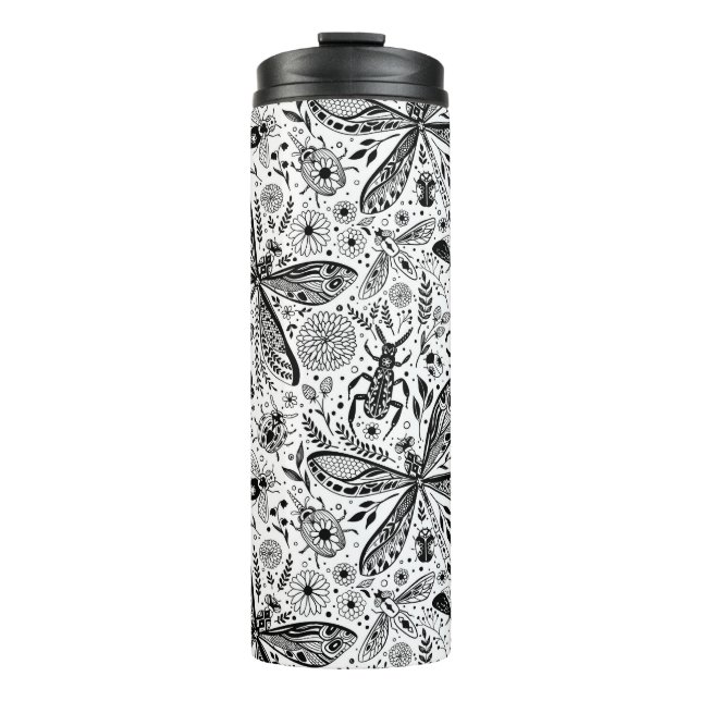 Doodle-Käfer auf dunkelblau Thermosbecher (Vorderseite)