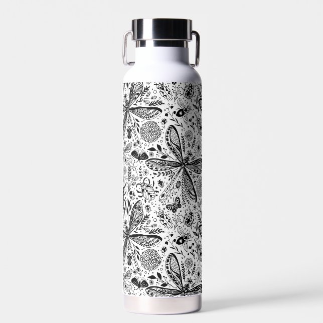 Doodle-Käfer auf dunkelblau Trinkflasche (Vorne)