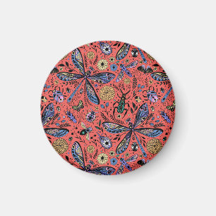 Doodle-Käfer auf Korallenrot Magnet