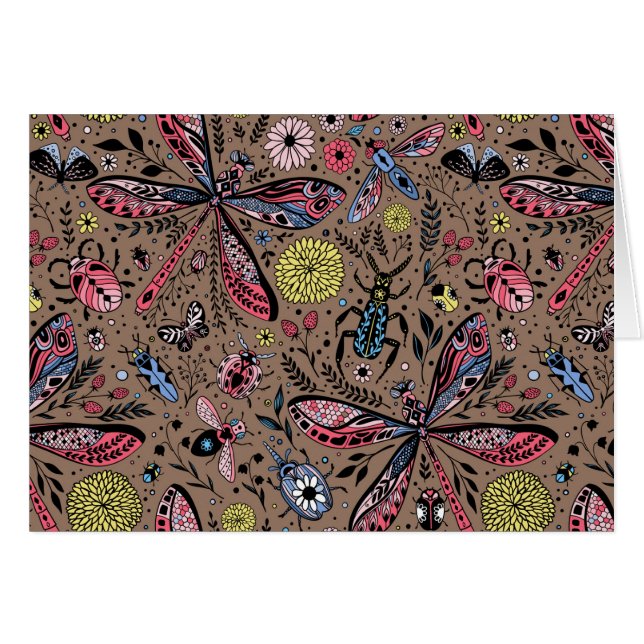 Doodle-Käfer auf mocha-braun (Vorderseite (Horizontal))