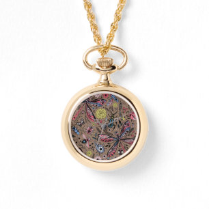 Doodle-Käfer auf mocha-braun Armbanduhr