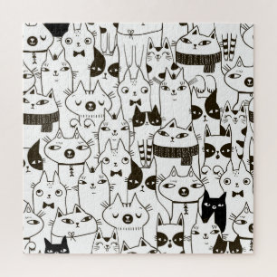 Doodle Katzen: lustiges, nahtloses Muster.
