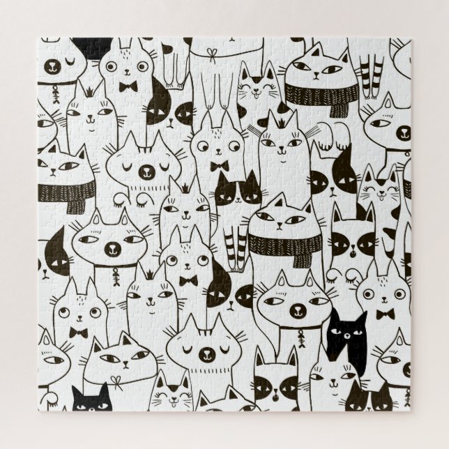 Doodle Katzen: lustiges, nahtloses Muster. (Vertikal)