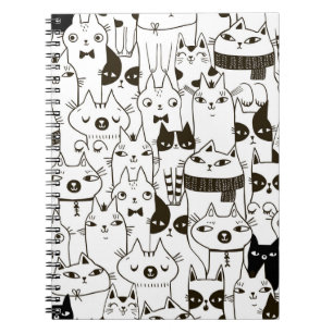 Doodle Katzen: lustiges, nahtloses Muster. Notizblock