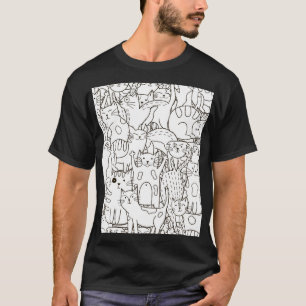 Doodle Katzen: schwarz-weiß. T-Shirt
