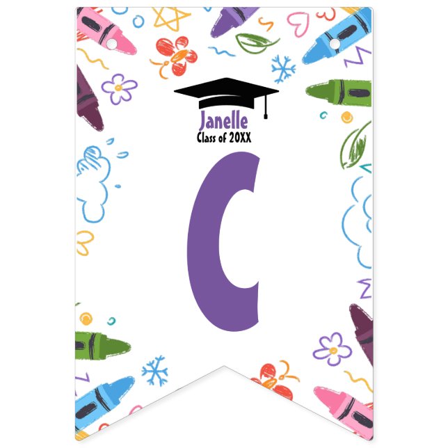 Doodle Kindergarten Abschluss Bunting Banner (Erste Fahne)