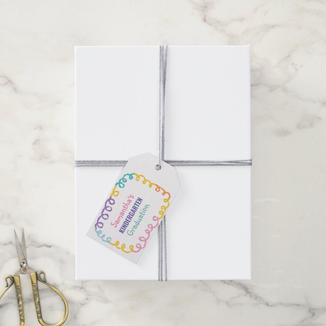 Doodle Kindergarten Graduierungsparty Geschenkanhänger (Mit Garn)