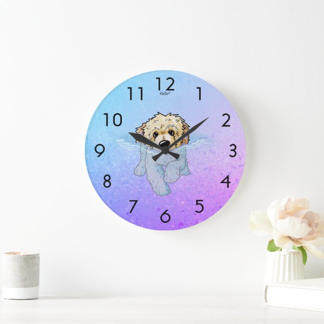 Doodle KiniArtMoji Goldendoodle Grande horloge (Maison)