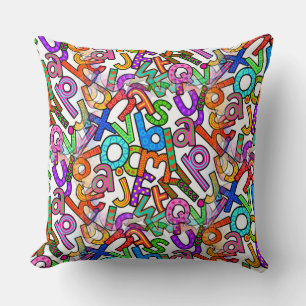 Doodle Kleinbuchstaben-Alphabetmuster Kissen