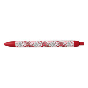 Doodle-Kunststil rote rosa Rosen Herzen Valentinst Kugelschreiber