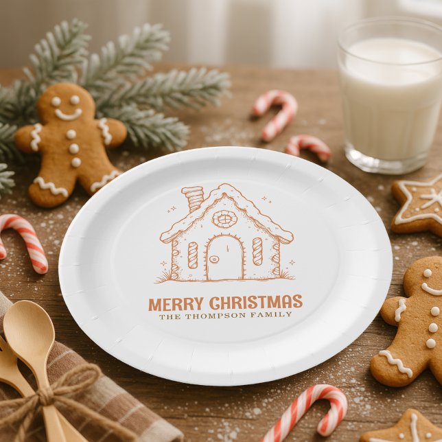 Doodle Lebkuchenhäuschen Frohe Weihnachten Pappteller (Von Creator hochgeladen)