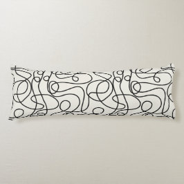 Doodle Line Art Muster | Schwarz auf Creme Seitenschläferkissen