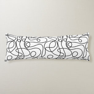 Doodle Line Art Muster   Schwarz auf Weiß Seitenschläferkissen