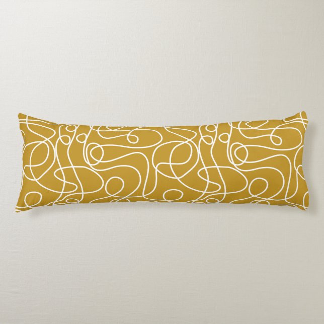 Doodle Line Art Muster | White on Old Gold Seitenschläferkissen (Vorderseite)