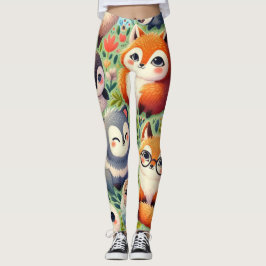 doodle lustige Cartoon, Tiermuster fröhlich Spaß,  Leggings