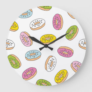 Doodle macht Muster, nahtloses Design. Große Wanduhr