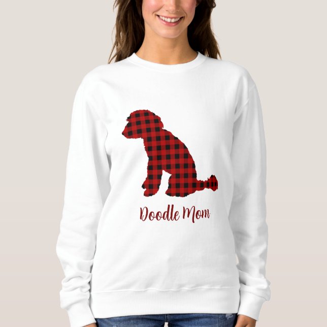 Doodle Mama Labradoodle in Buffalo Karo Kariert Sweatshirt (Vorderseite)