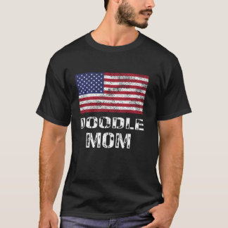 Doodle Mama USA Patriotische Flagge Goldendoodle L T-Shirt