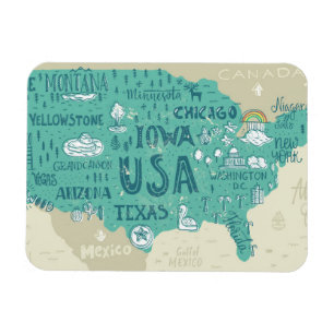 Doodle Map USA Magnet