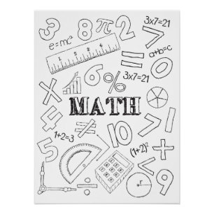 Doodle Math Art Coloring Schoo Poster