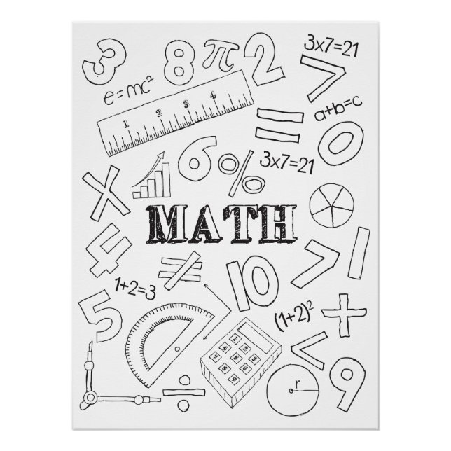 Doodle Math Art Coloring Schoo Poster (Vorderseite)