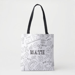 Doodle Math Art Coloring Schoo Tasche