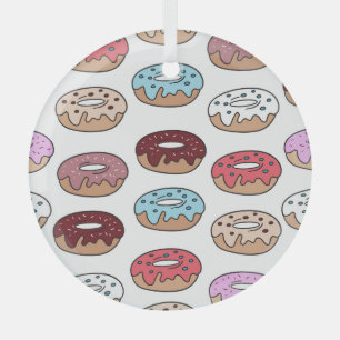 Doodle mehrfarbiger Donuts Hintergrund. Ornament Aus Glas