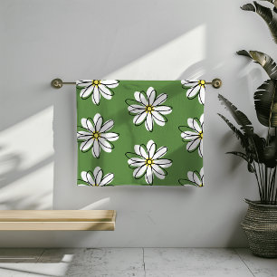 Doodle Moderne Daisy Décor De Salle De Bains Verte