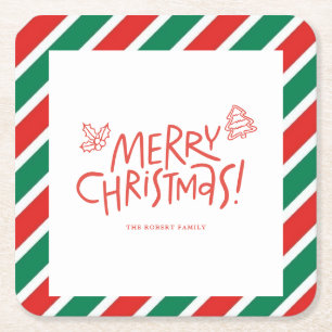 Doodle moderne Weihnachtsfeier-Karte Rechteckiger Pappuntersetzer