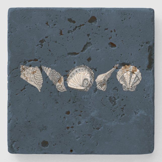 Doodle-Muscheln in der gewünschten Hintergrundfarb Steinuntersetzer (Vorderseite)
