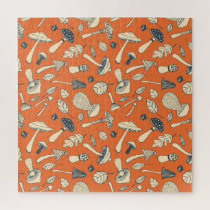 Doodle Mushroom Vintag Nahtloses Wallpaper
