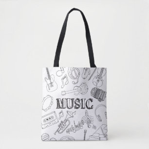 Doodle Music Colorieren Tasche