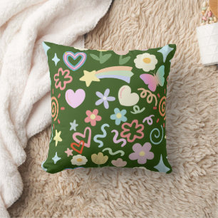 Doodle-Muster pastellfarben D Green BG Kissen