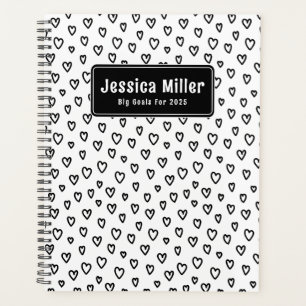 Doodle noir et blanc personnalisé Coeur Motif