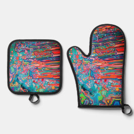 Doodle Ofenhandschuh & Topflappen-Set