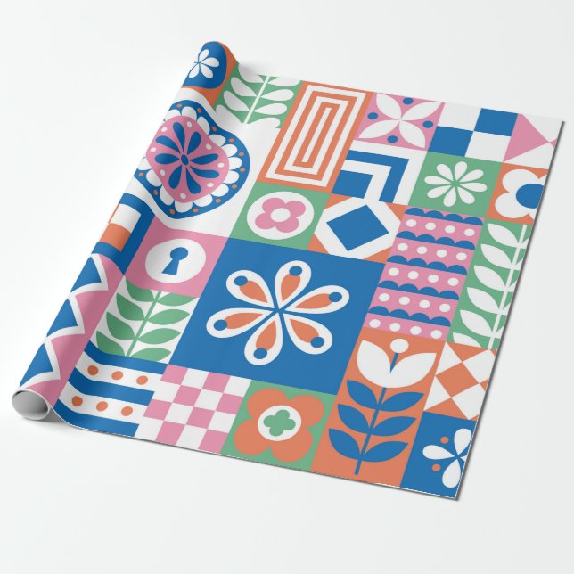 Doodle Orangenkürbis nahtlos Muster, Herbstmeer Geschenkpapier (Ungerollt)