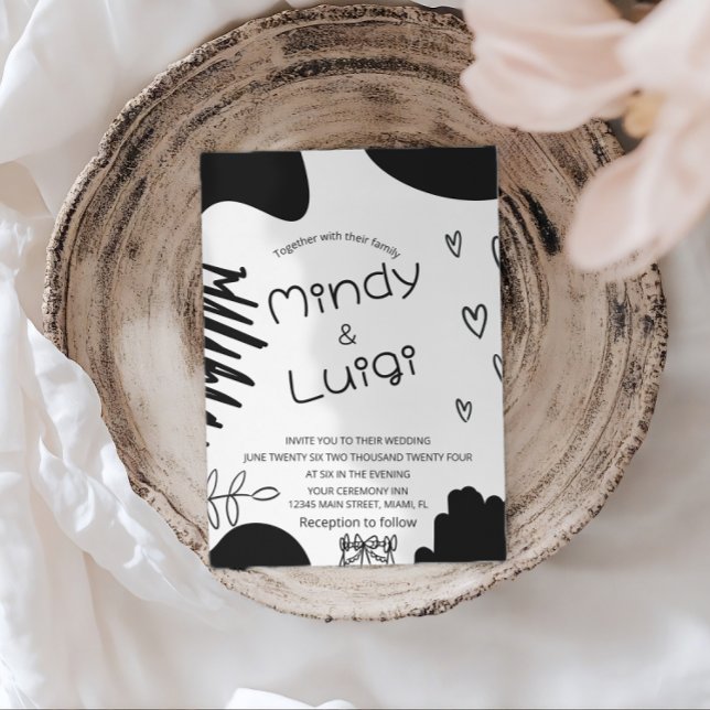 Doodle Organic Shapes Schrift Hochzeit Einladung (Von Creator hochgeladen)