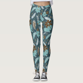 Doodle Paisfieder feathers Blume boho Muster aquam Leggings