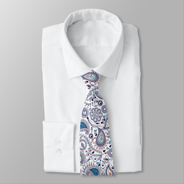 Doodle-Paisley-Muster Krawatte (Gebunden)